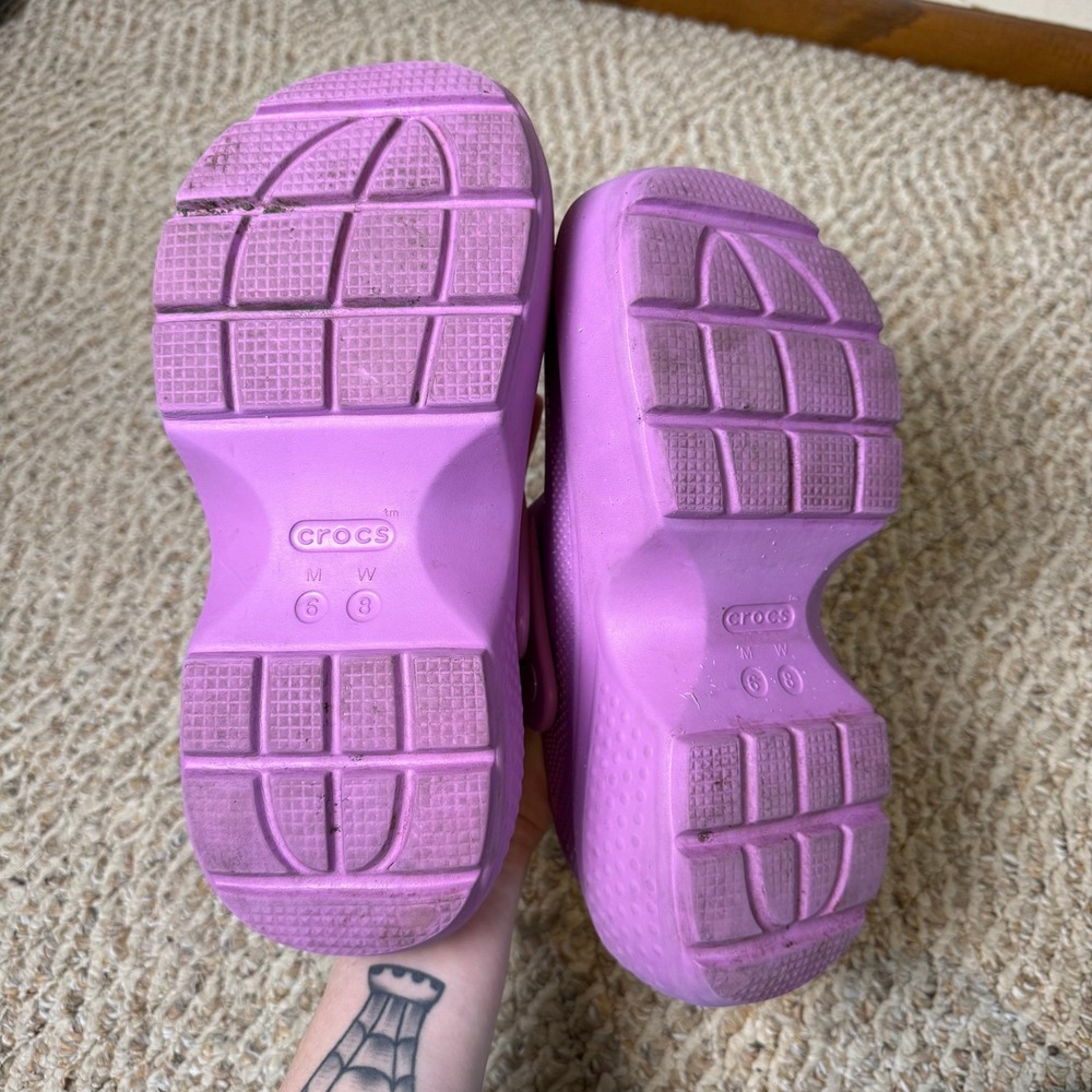 Crocs Bubble Stomp Clog Purple Platform Sandals Slip On Women's Size 8/ Men's 6 - Picture 6 of 6